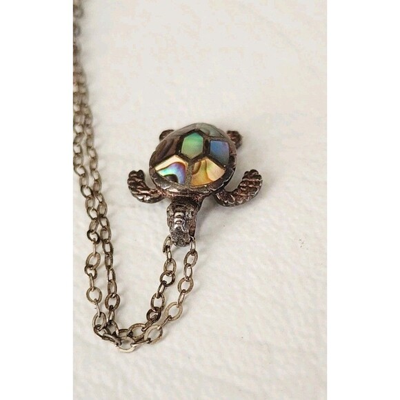 925 Sterling Silver Hawaiian Honu Sea Turtle Abalone Shell Pendant - Picture 4 of 7